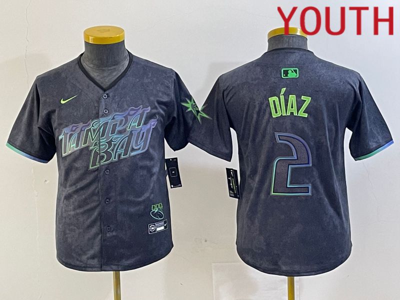 Youth Tampa Bay Rays 2 Diaz Nike MLB Limited City Connect Black 2024 Jersey style 1